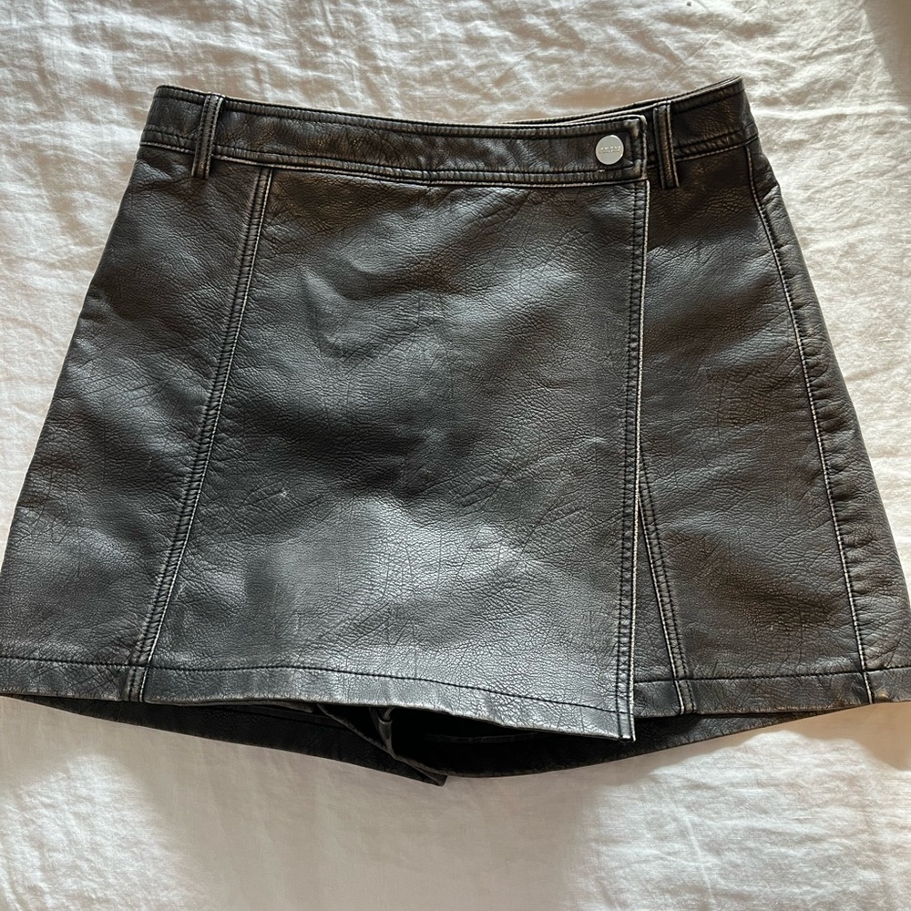Black Faux Leather Mini Skirt